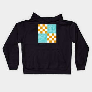 Orange and Teal Quilt Patch Watercolor Block Kids Hoodie